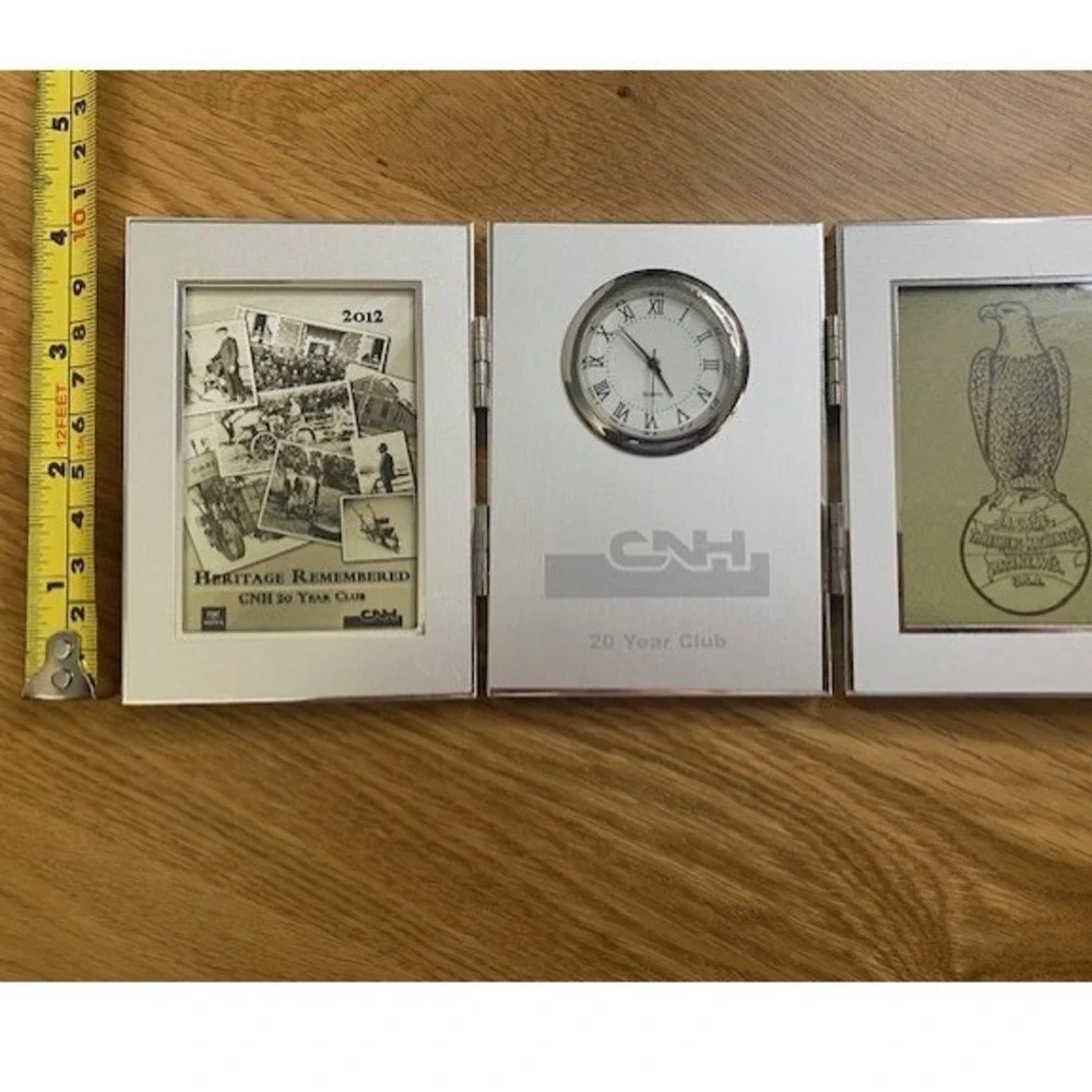 CNH Industrial 20 Year Club Folding Desk Clock Photo Frame Silver Good 2012